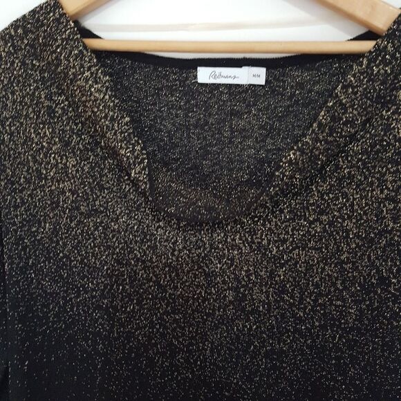 REITMANS Black and Gold Shimmer Cowl Neck Top 3/4 Sleeve.  Medium. NWOT - Picture 2 of 15